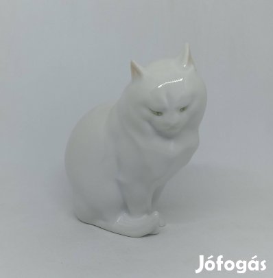 Herendi porcelán festett szemű cica!