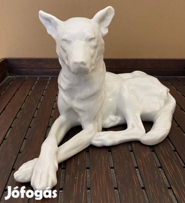 Herendi porcelán kutya figura / Németjuhász porcelán figura