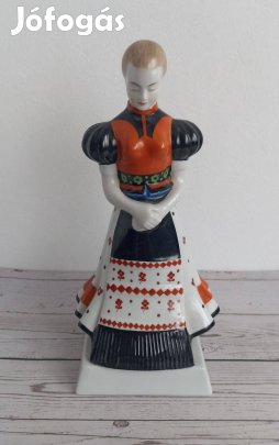 Herendi porcelán népies esküvői öltözetű lány "Antik"!