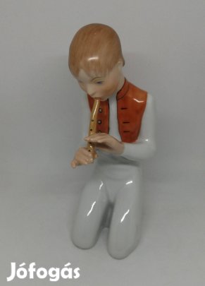 Herendi porcelán térdelő furulyázó fiú!