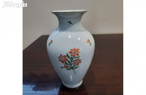 Herendi porcelán virágmintás rácsozott váza eladó!