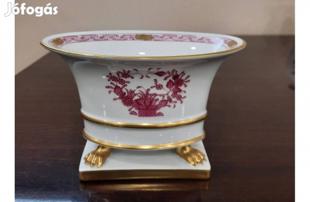 Herendi pur-pur India kosármintás porcelán körmös kaspó, váza