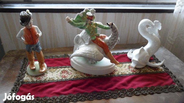 Herendi színes karcmentes Sárkányos János vitéz 2 figura, nyuszi