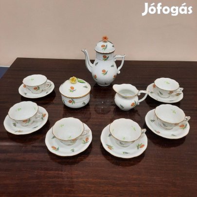 Herendi virágmintás porcelán kávéskészlet, kávés készlet eladó!