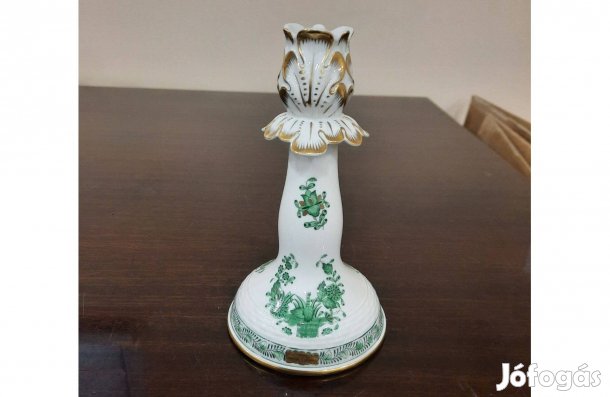 Herendi zöld Indiai kosármintás porcelán gyertyatartó eladó