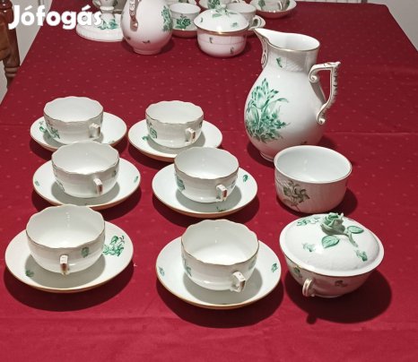 Herendi zöld virágmintás 6 személyes teáskészlet eladó