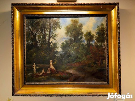 Herman Lipót "Fürdőző nők" olajfestmény, 77x67 cm külméret, hibátlan !