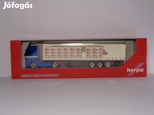 Herpa 1/87 Mercedes nyerges vontató és elhúzott ponyvájú Riwatrans pót