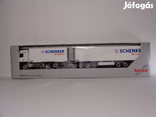 Herpa 1/87 Mercedes teherautó és Schenker pótja kamion modell