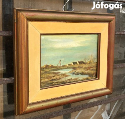 Hévizi Éva: Gémeskút olaj farost festmény (32 x 26)