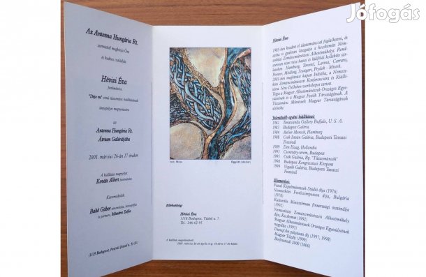 Hévizi Éva tűzzománcos iparművész kiállítási meghívója, 2001