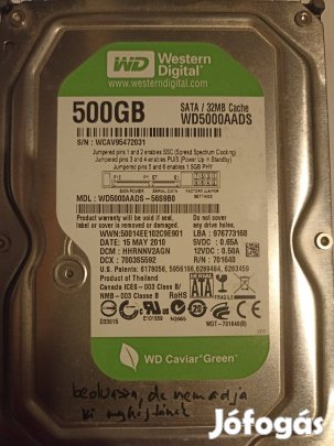 Hibás 500 GB Western digital WD5000AADS-56S9B0 winchester Adatmentésre