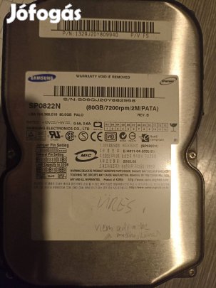 Hibás Samsung SP0822N 80 GB Winchester adatmentésre vagy javításra