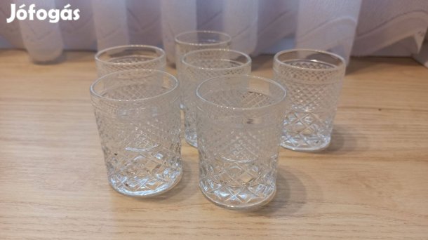 Hibátlan 6 db-os kristály pálinkás vagy feles pohár