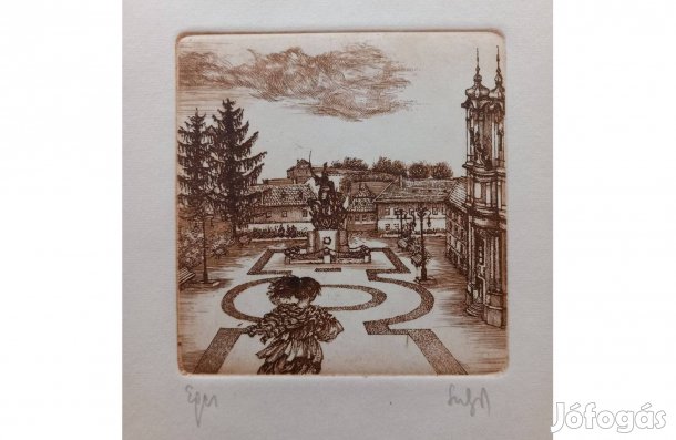 Hibátlan Eger, Dobó tér grafika, rézkarc