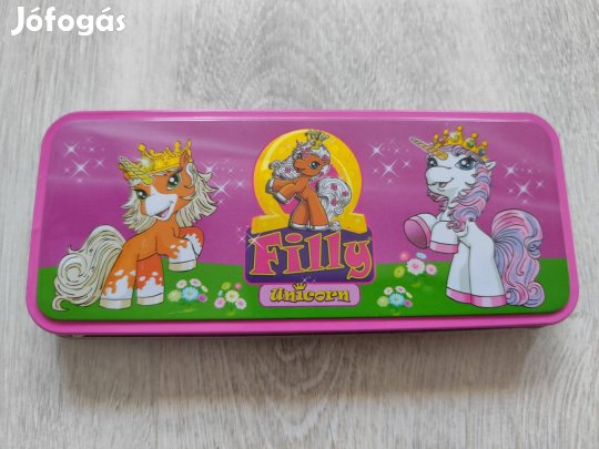 Hibátlan Filly póni fém tolltartó, tároló, doboz