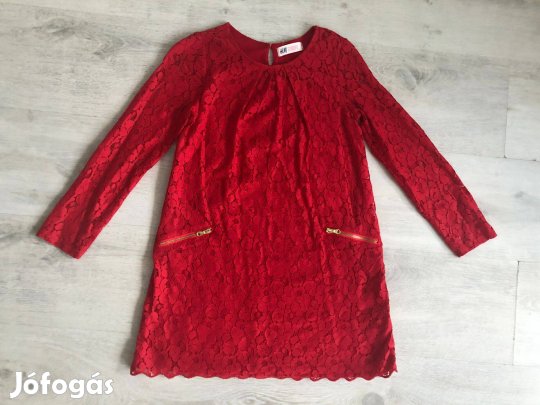 Hibátlan H&M piros csipke ruha - 122-128, 6-8 év