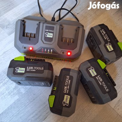 Hibátlan Lux Tools fűnyíró akksik, töltővel