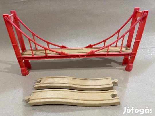 Híd elem fa vasútpályákhoz, kompatibilis Ikea, Brio, Thomas szettekhez