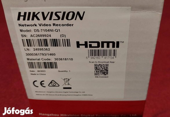 Hikvision DS 7104NI Q1 Nvr 4db IP max 6MPx/Kamera felbontás