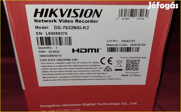 Hikvision DS 7632Nxi K2 IP Kamera rögzítő Acusense 4K Nvr