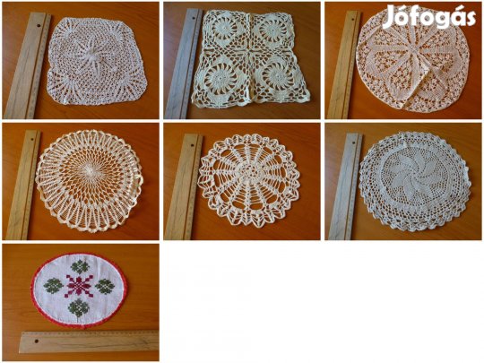 Hímzett, horgolt kis terítők, alátétek 400 Ft/db