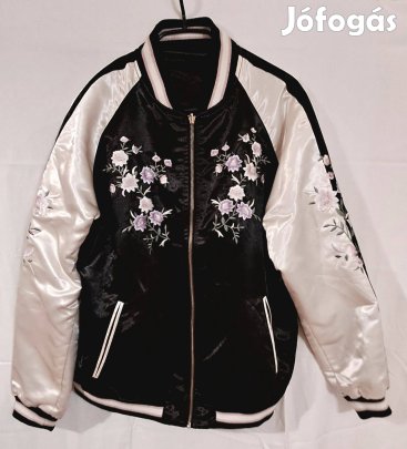Hímzett, szatén fényű bomber dzseki