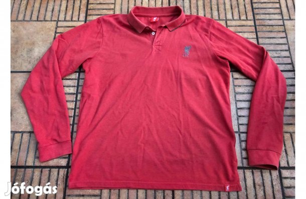 Hímzett címeres galléros hosszú ujjú Liverpool póló M L