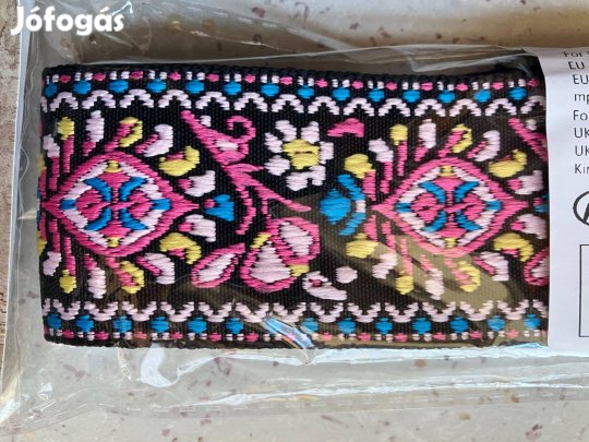 Hímzett gitár heveder/hátpánt, rózsaszín