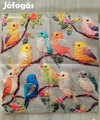 Hímzett hatású madárkás párna huzat 2 darab
