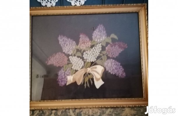 Hímzett kép kerettel eladó