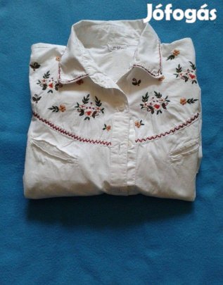 Hímzett pamut fehér blúz 14 év