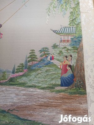 Hímzett selyem kép