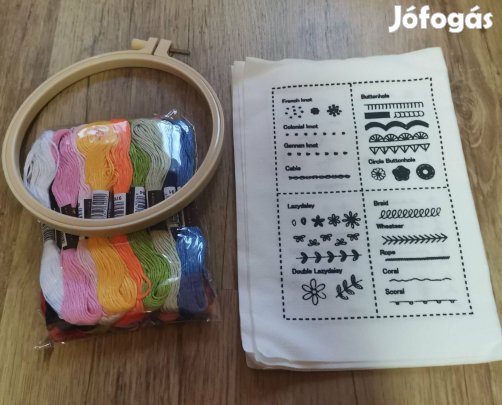 Hímzőkészlet praktikus öltésminta könyv 20 színű fonallal Új