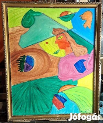 Hincz Gyula Dekoratív figurális modern festmény Olaj ,farost