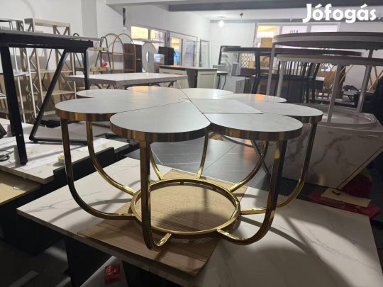 Hirdetés címe: Új Prémium Dohányzóasztal (100 cm) - Márvány és Arany D