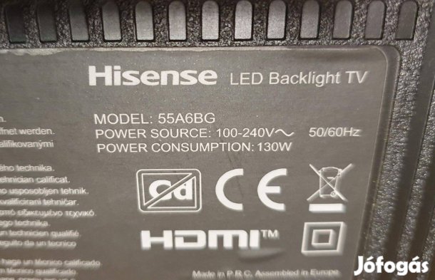 Hisense 55A6BG LED LCD tv hibás törött alkatrésznek