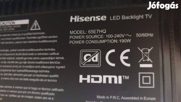 Hisense 65E7HQ UHD LED tv hibás törött alkatrésznek eladó