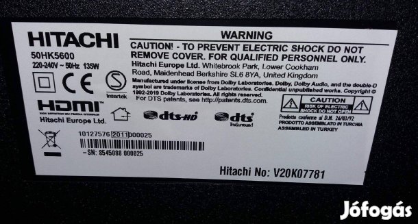 Hitachi 50HK5600 LED tv panelek Tcon,háttér elkelt! 17IPS72 17MB230