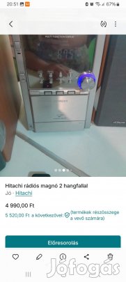 Hitachi rádiómagnó 2 hangfallal