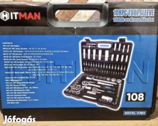 Hitman minőségi 108 részes dugókulcs készlet, racsnis CR-V 