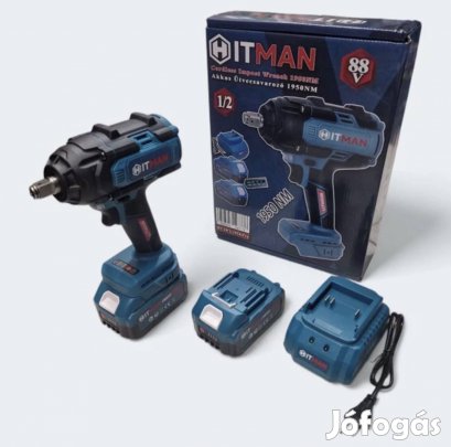 Hitman robosztus akkumulátoros ütvecsavarozó, erős kerékkulcs, 2 akkus