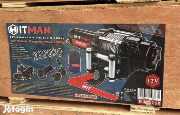 Hitman távirányítós elektromos csörlő, 12V/24V, 5000 lbs/2300 kg 