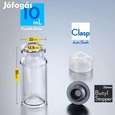 Hőálló Laborüveg Gumidugóval Steril Zárral 10ml  (6201)