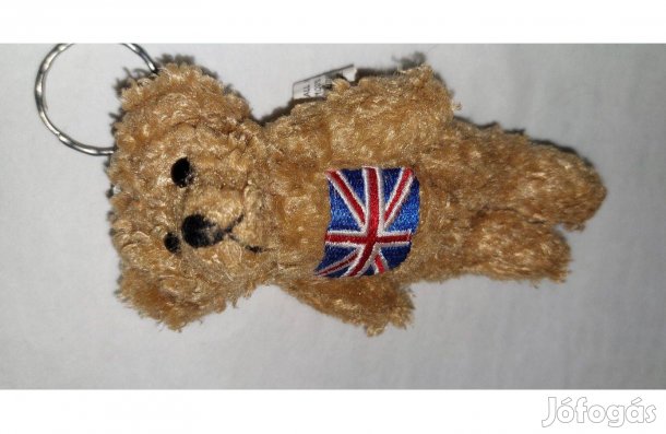 Hobbi plüss maci kulcstartóval a fején és brit zászlóval eladó