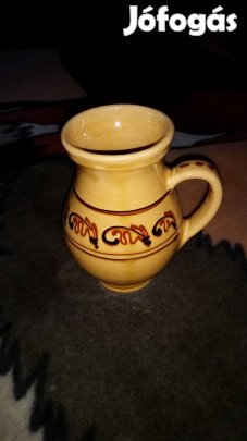 Hódmezővásárhelyi iparművészeti majolika mázas agyag korsó