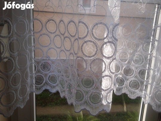 Hófehér körmintás új függöny párban (3 m x 145 cm)
