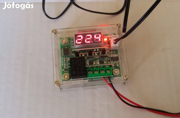 Hőfokszabályzó panel max 110 fok AC 230 Volt táp plexi ház