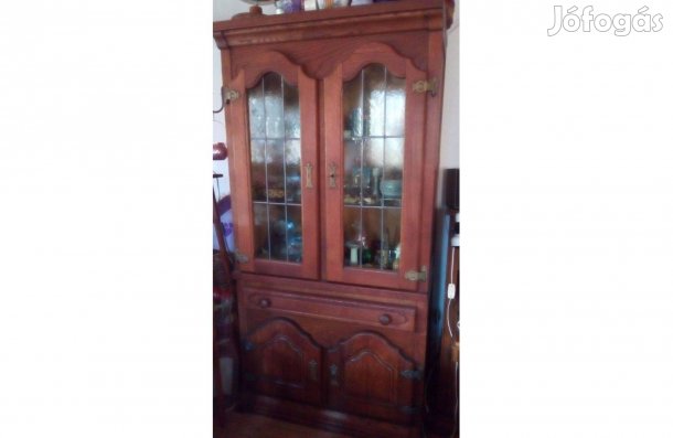 Holland tömör tölgyfa vitrin belső világítással 190 x 97 cm