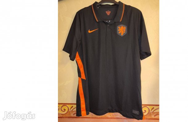 Holland válogatott 2020-22 fekete eredeti Nike galléros mez (XL)